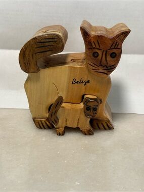 Wooden Belize Cat Puzzle Box